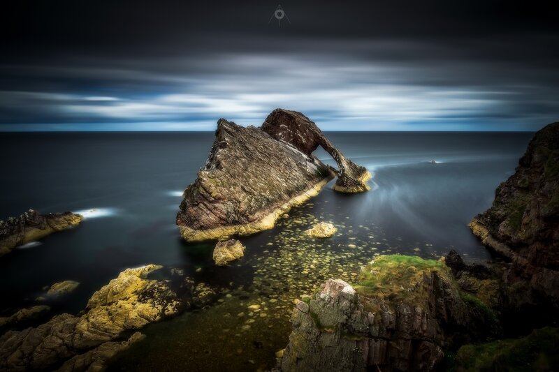 Rock Arch Formation — Blue, Dramatic, Night, Photograph