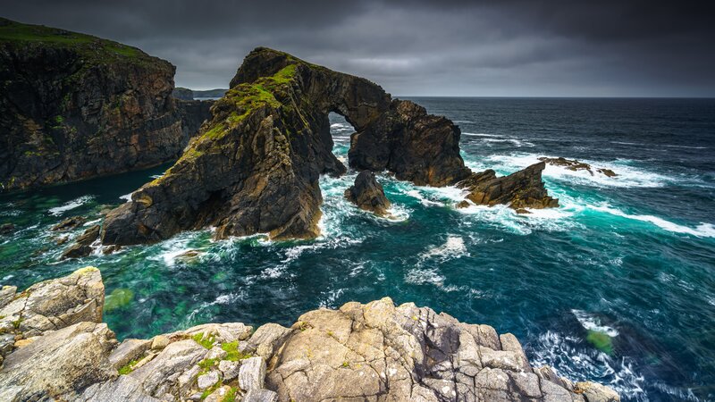 Rock Arch Formation — Blue, Dramatic, Photograph, Ocean, Cliffs
