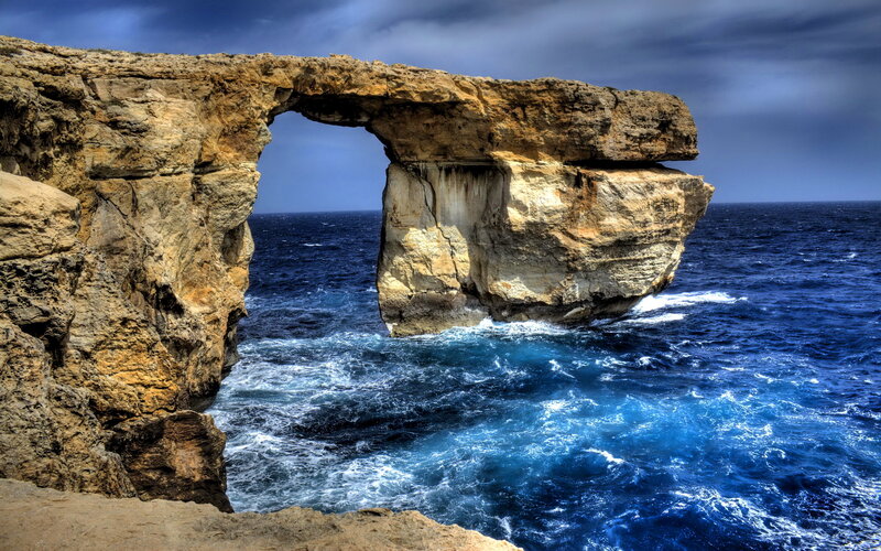 Rock Arch Formation — Blue, Dramatic, Photograph, Ocean