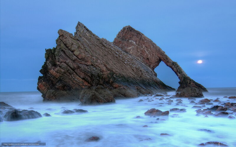 Rock Arch Formation — Blue, Serene, Night, Photograph