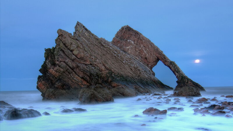 Rock Arch Formation — Blue, Serene, Night
