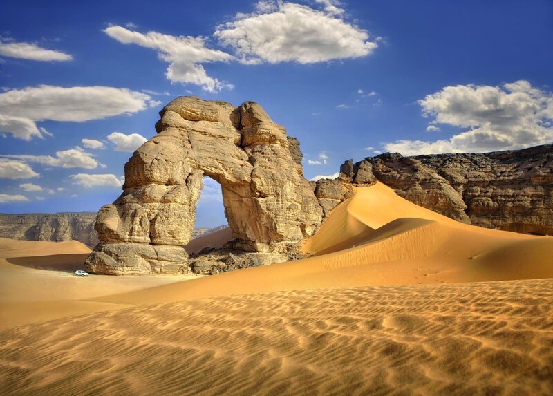 Rock Arch in Desert — Blue