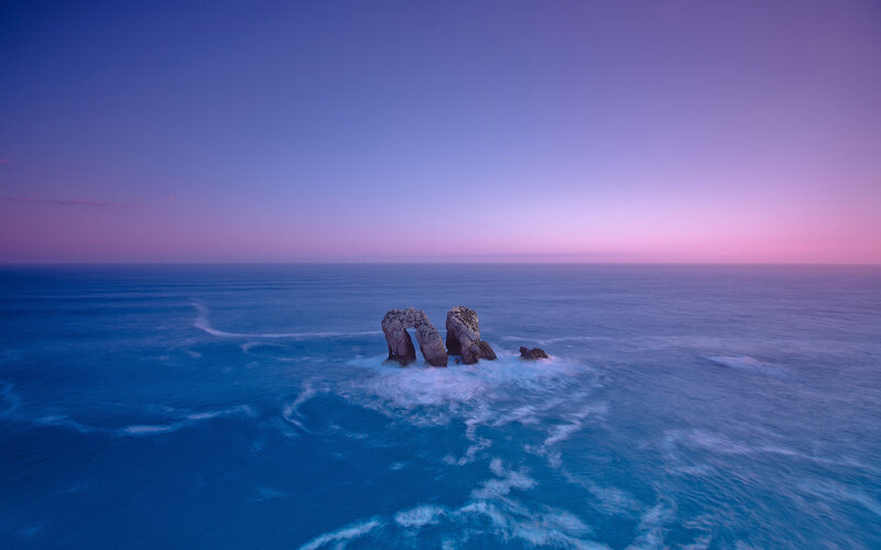 Rock Arch in Ocean — Blue, Serene