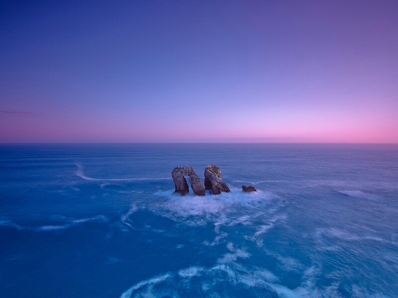 Rock Arch in Ocean — Blue