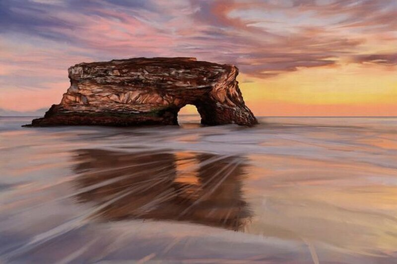 Rock Arch in Ocean — Orange