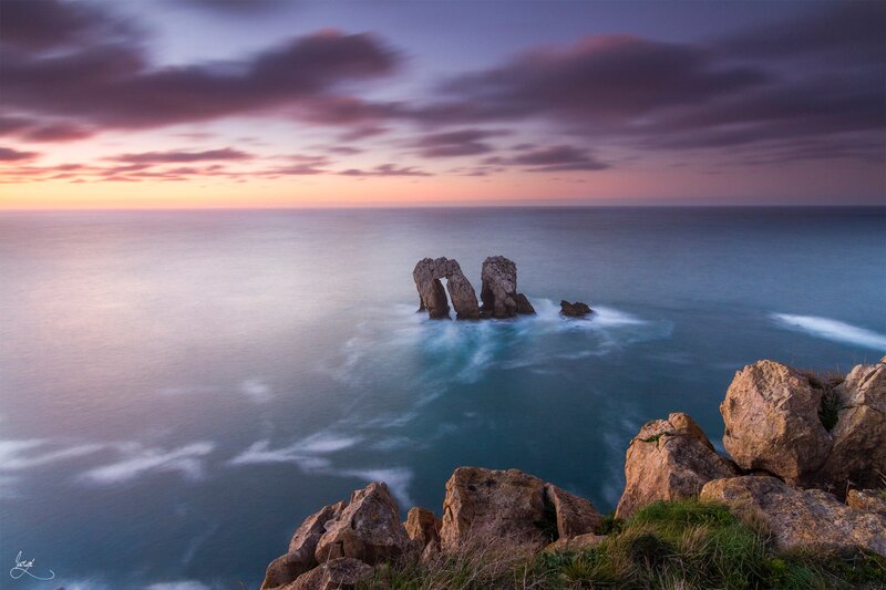 Rock Arch in Ocean — Purple, Serene