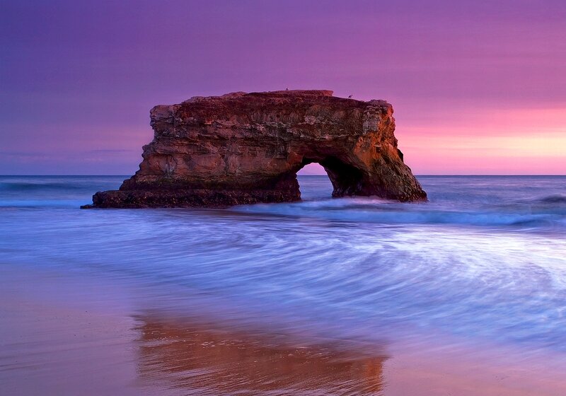 Rock Arch in Ocean — Purple