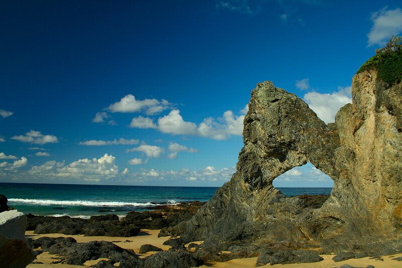 Rock Arch on Beach — Blue