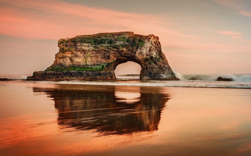 Rock Arch on Beach — Orange