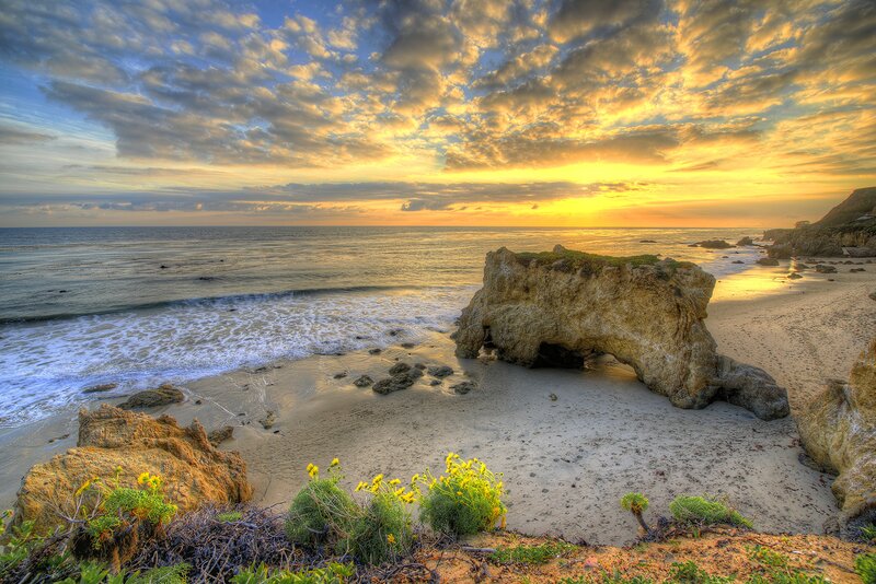 Rock Arch on Beach — Yellow