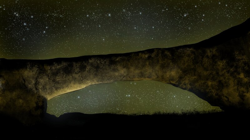 Rock Arch under Stars — Black