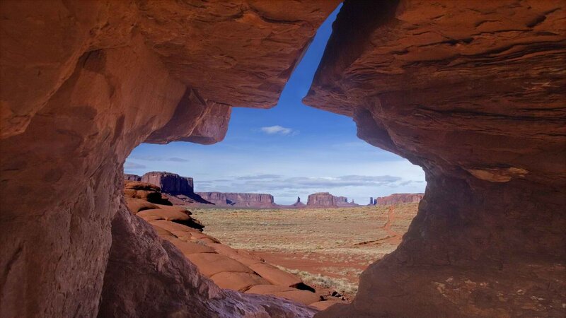 rock arch view of desert landscape