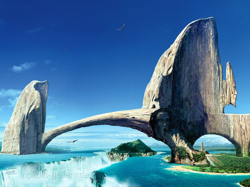 Rock Arch with Faces — Blue