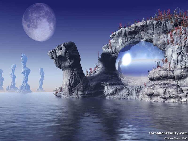 Rock Arch with Moon