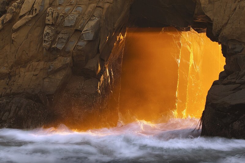 Rock Arch with Ocean Waves — Orange