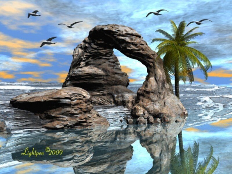Rock Arch with Palm Tree