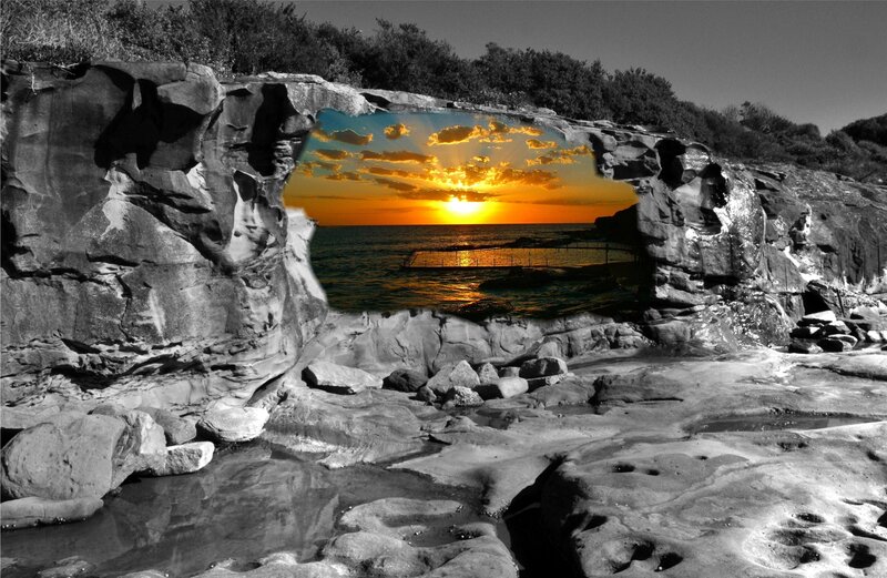 Rock Arch with Sunset