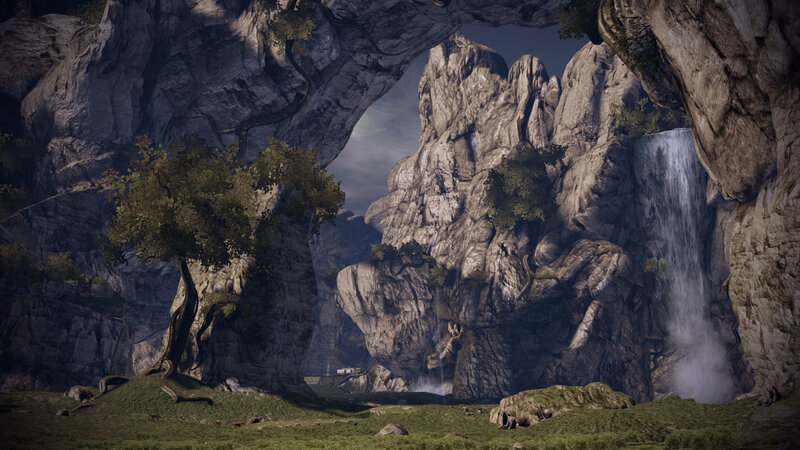 Rock Arch with Waterfall