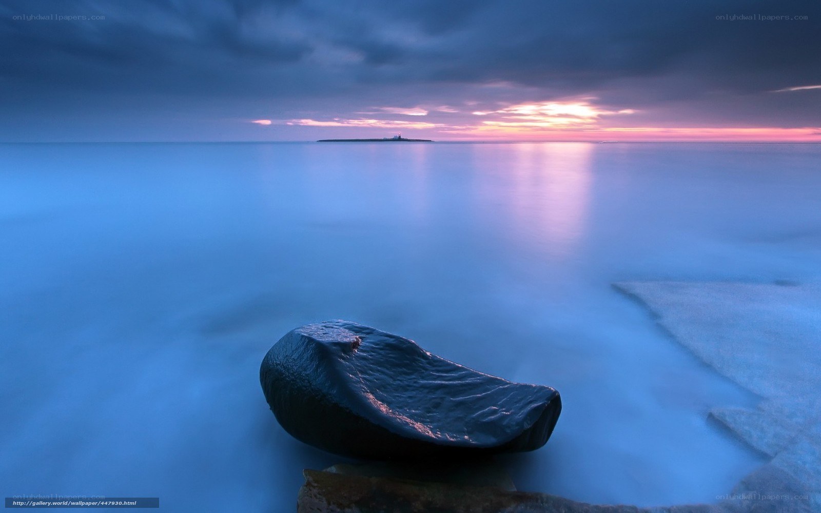 Rock at Sunset by the Sea