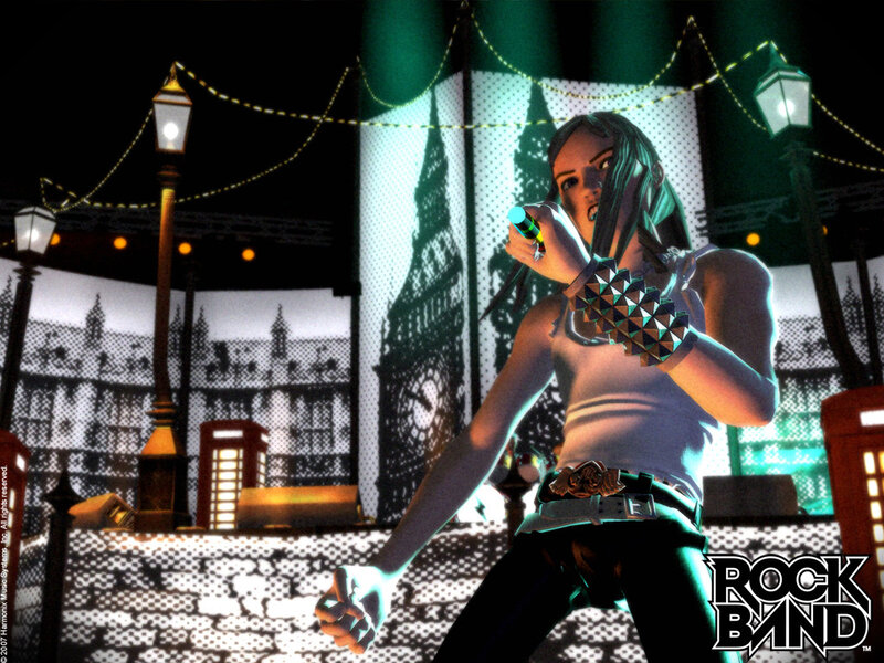 Rock band game character on stage