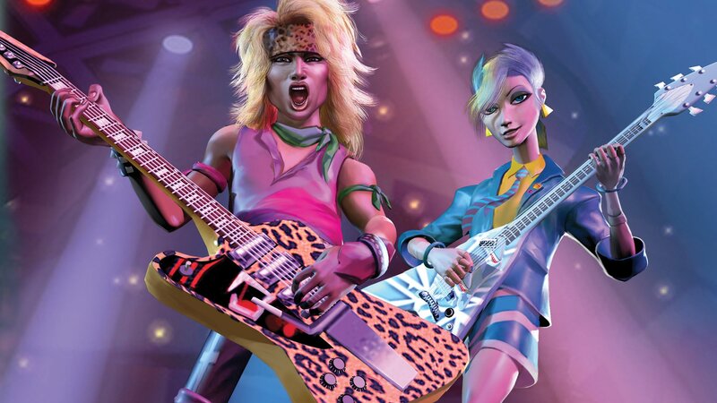 rock band guitarists on stage