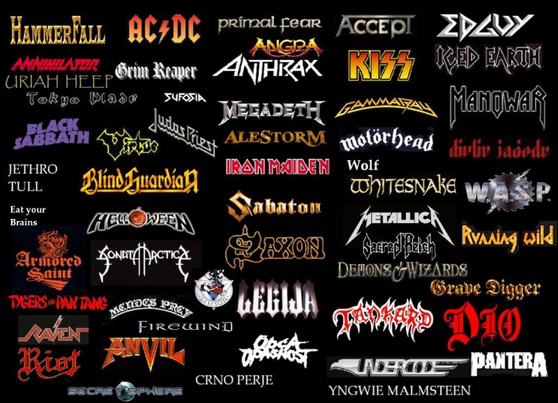 rock band logos collage