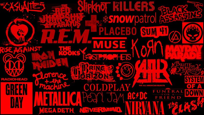 rock band logos collage
