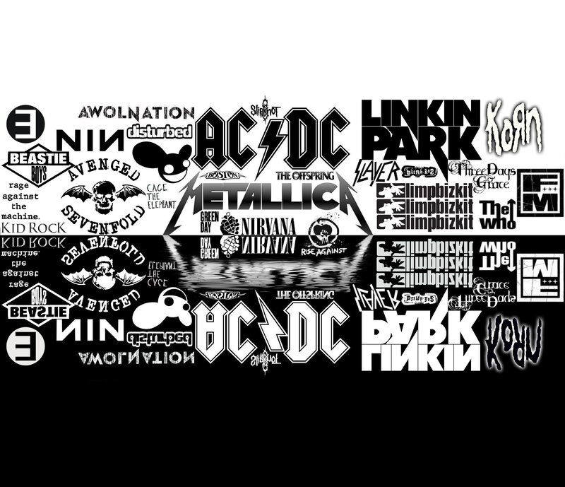 rock band logos collage