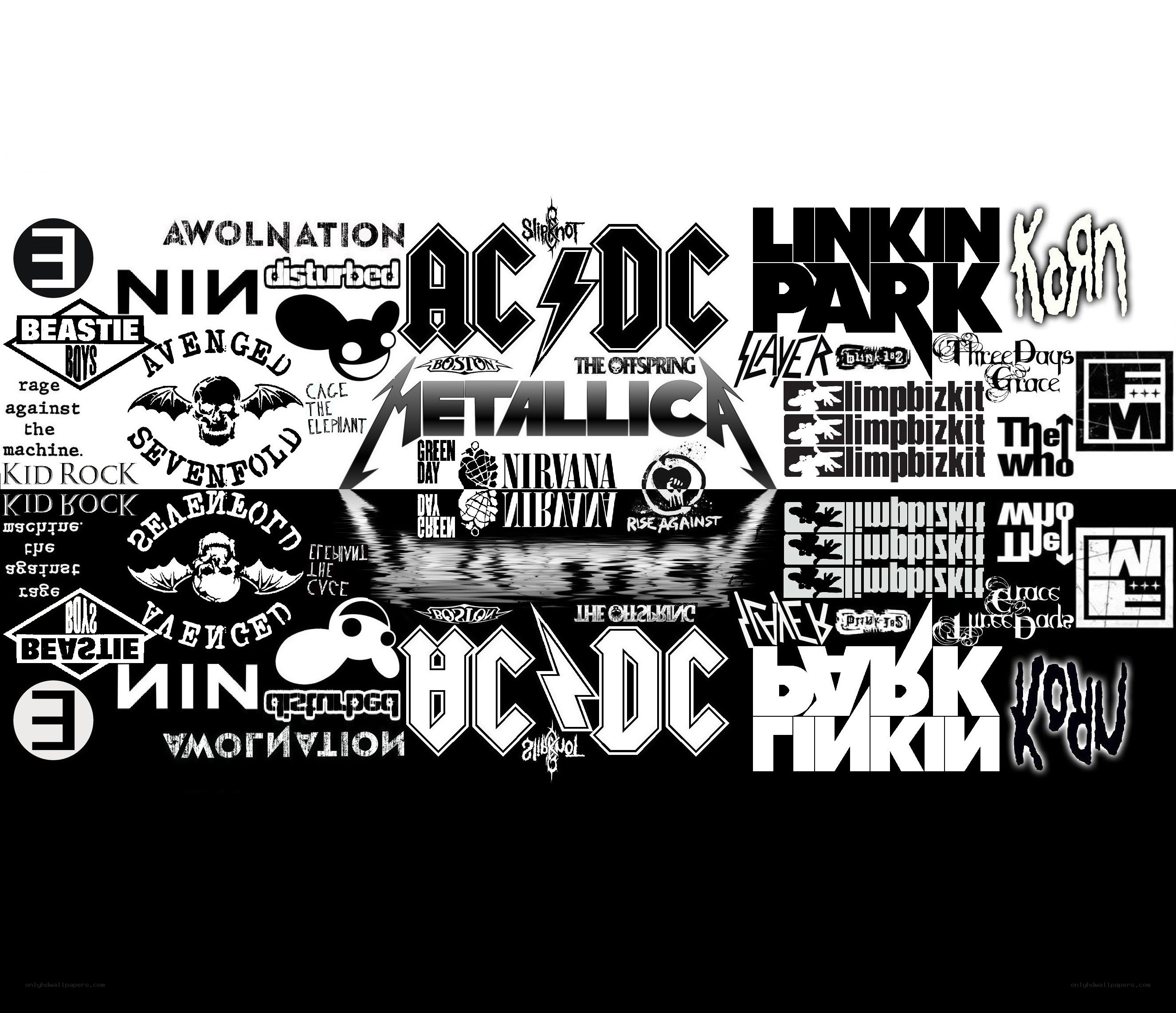 rock band logos collage