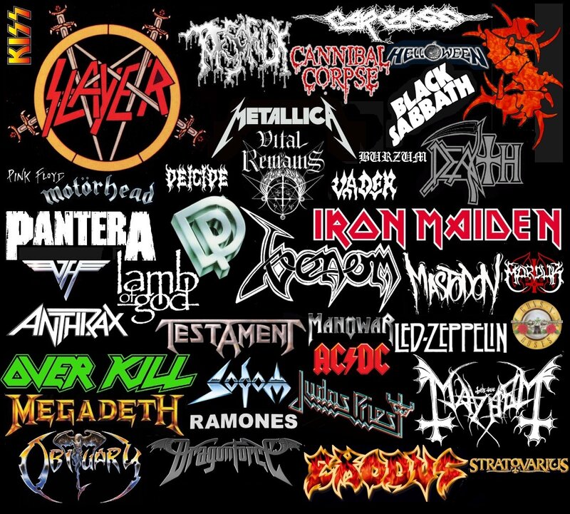 rock band logos collage