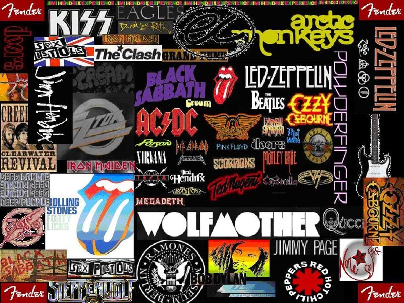 Rock Band Logos Collage — Black