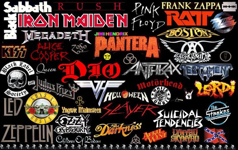 rock band logos collage