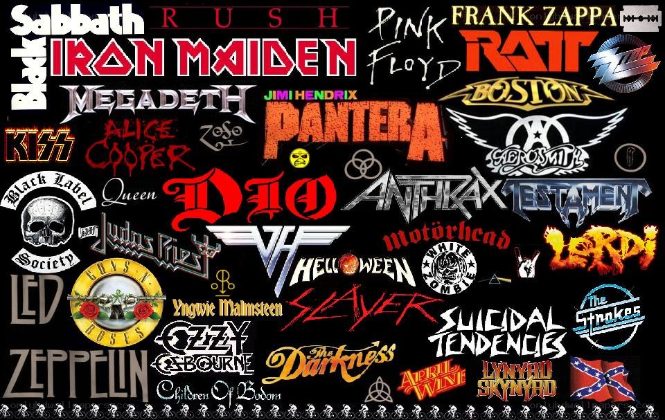 rock band logos collage