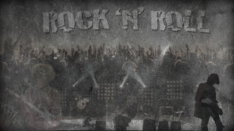 Rock Band on Stage — Black, Energetic, Illustration