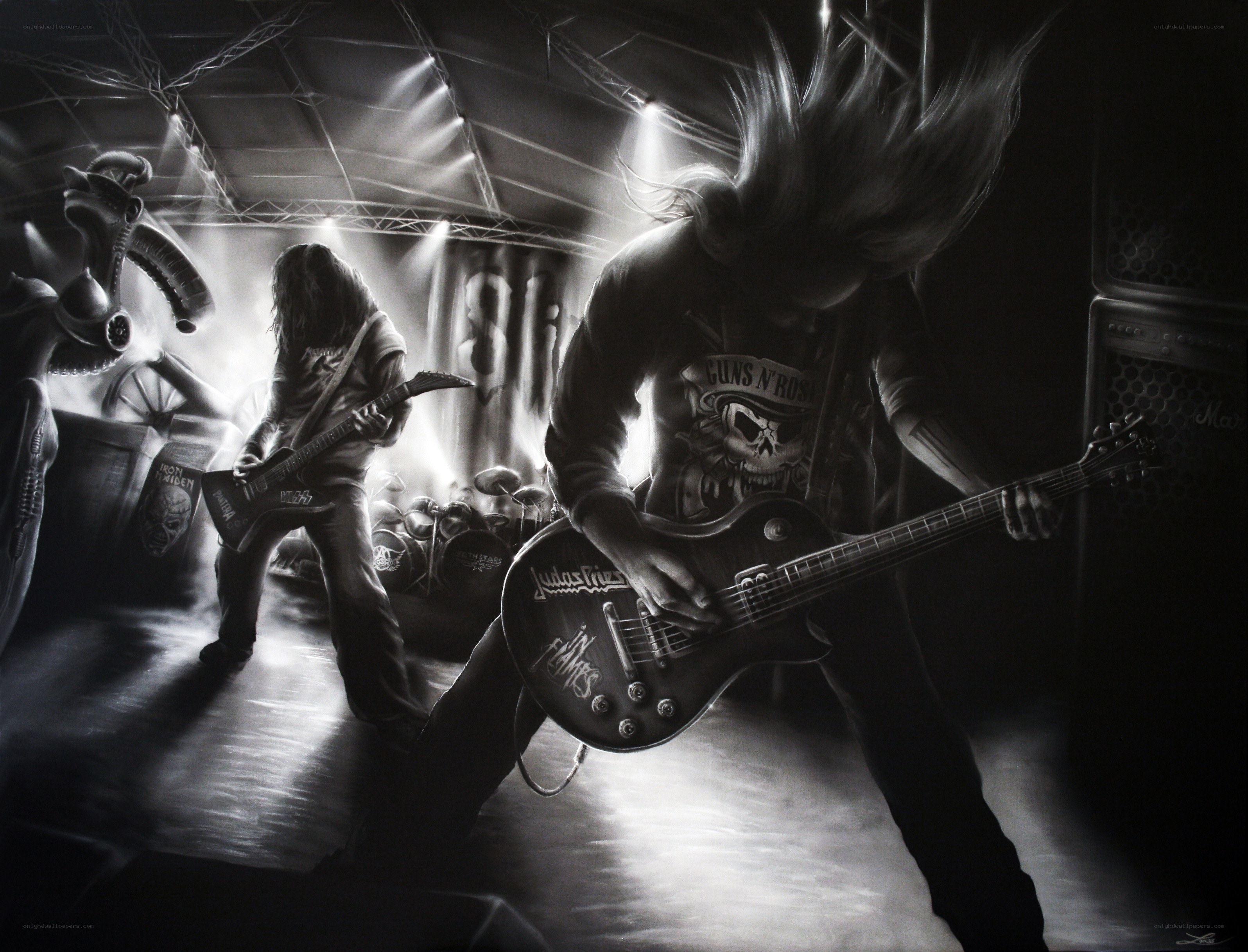 Rock band performing on stage