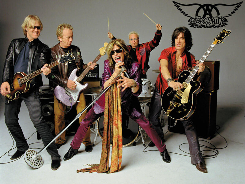 Rock Band Posing with Instruments — Black