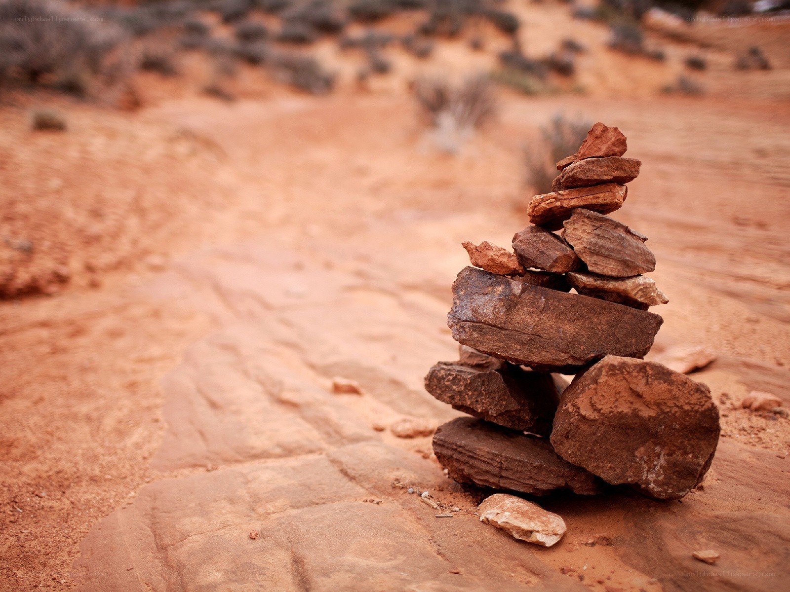 rock cairn in desert