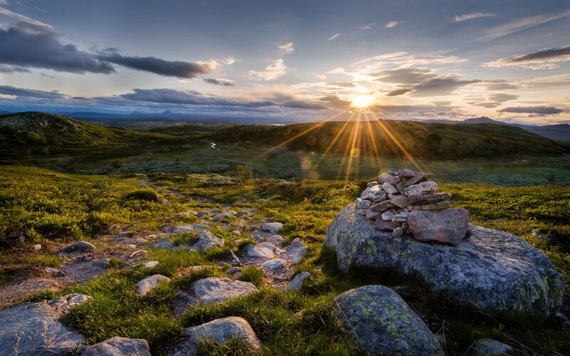 Rock Cairn on Hillside