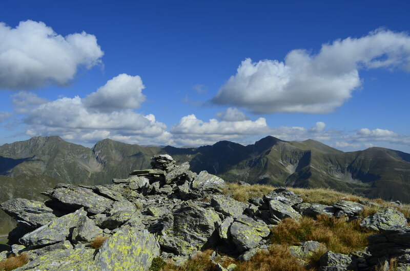 Rock Cairn on Mountain — Blue