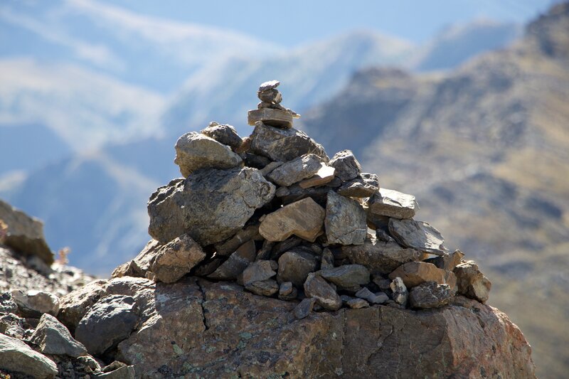 Rock Cairn on Mountain — Gray, Serene