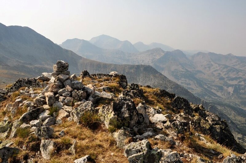 Rock Cairn on Mountain — Gray