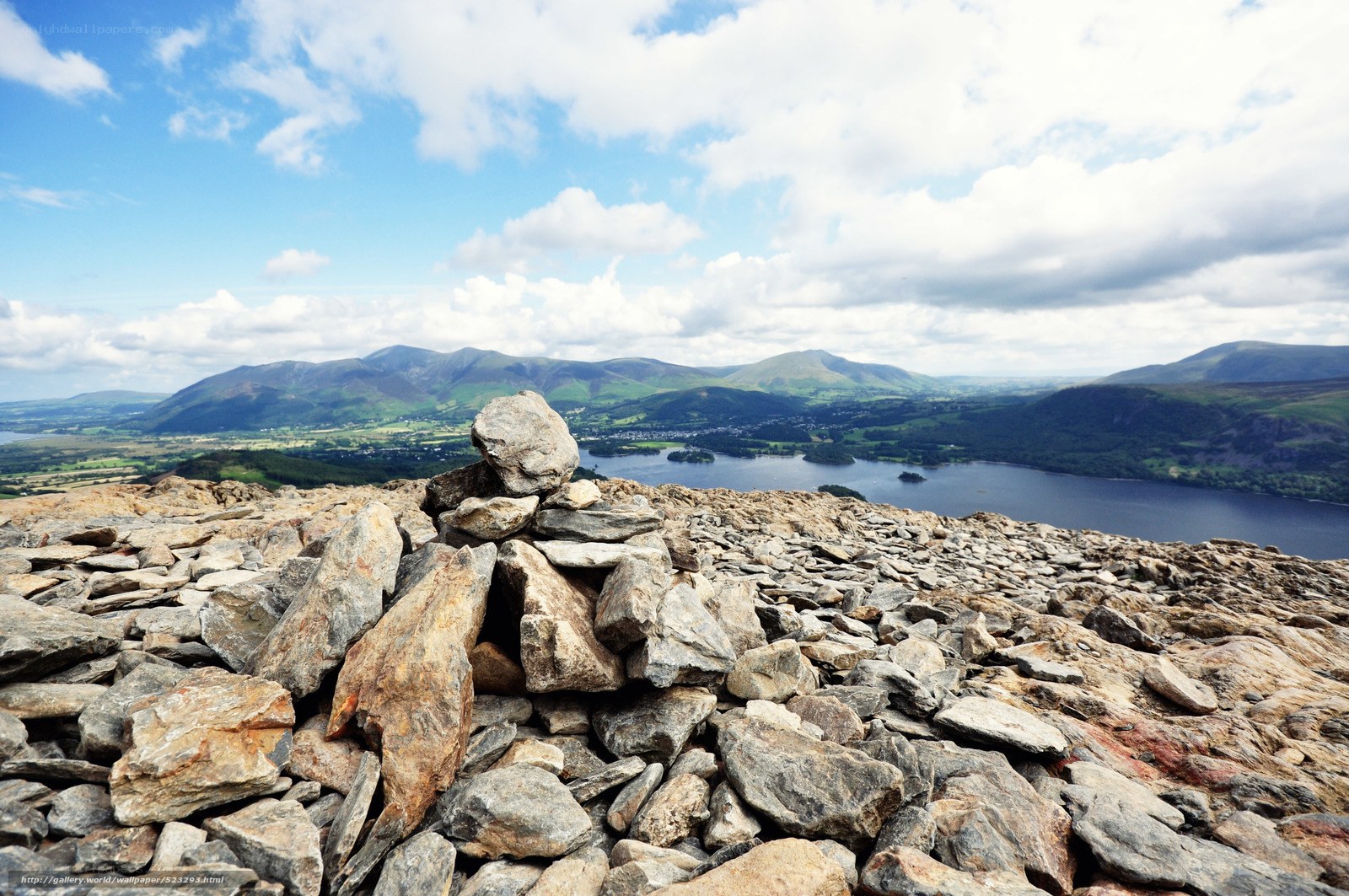 Rock cairn on mountain peak