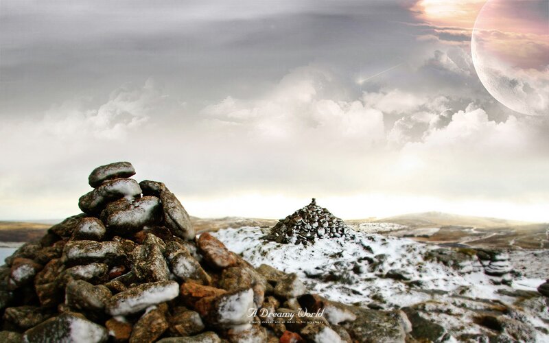Rock Cairns in Snow