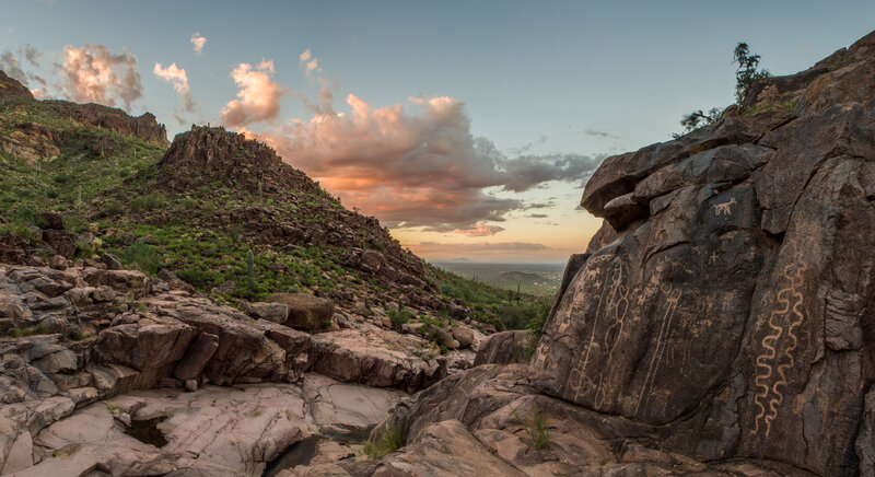 Rock Carvings at Sunset