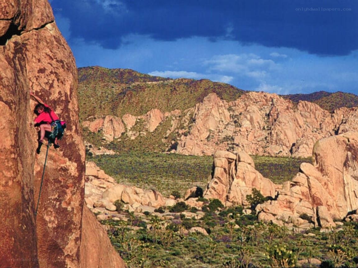 Rock climber on a cliff