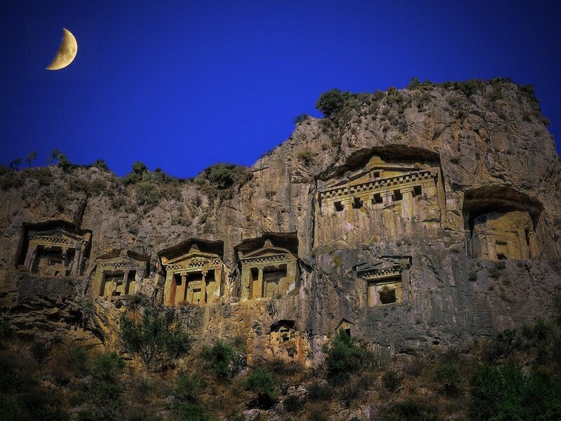 Rock-cut Tombs at Night