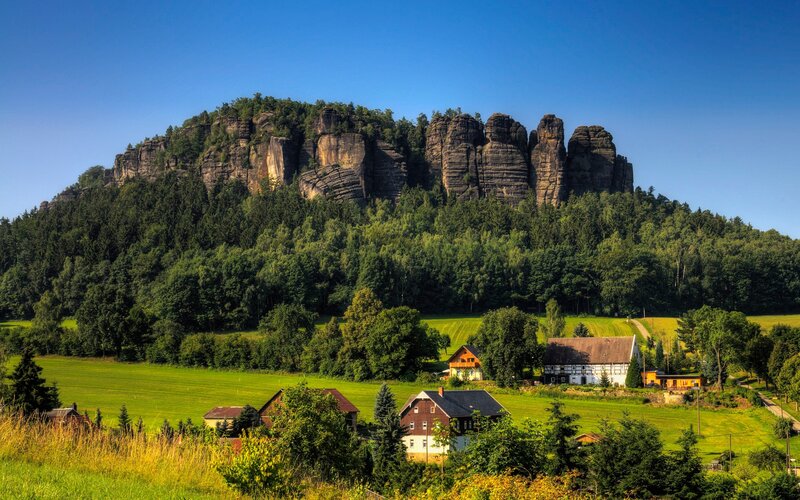 Rock Formation and Village