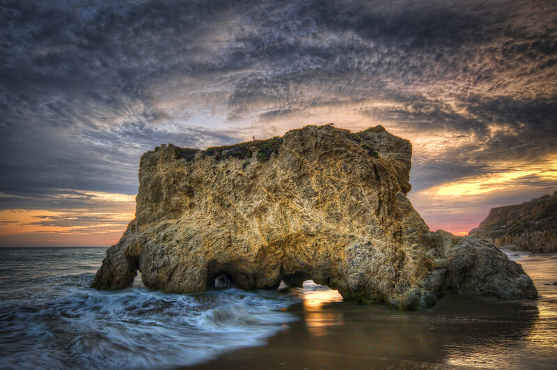 Rock Formation at Beach — Gray