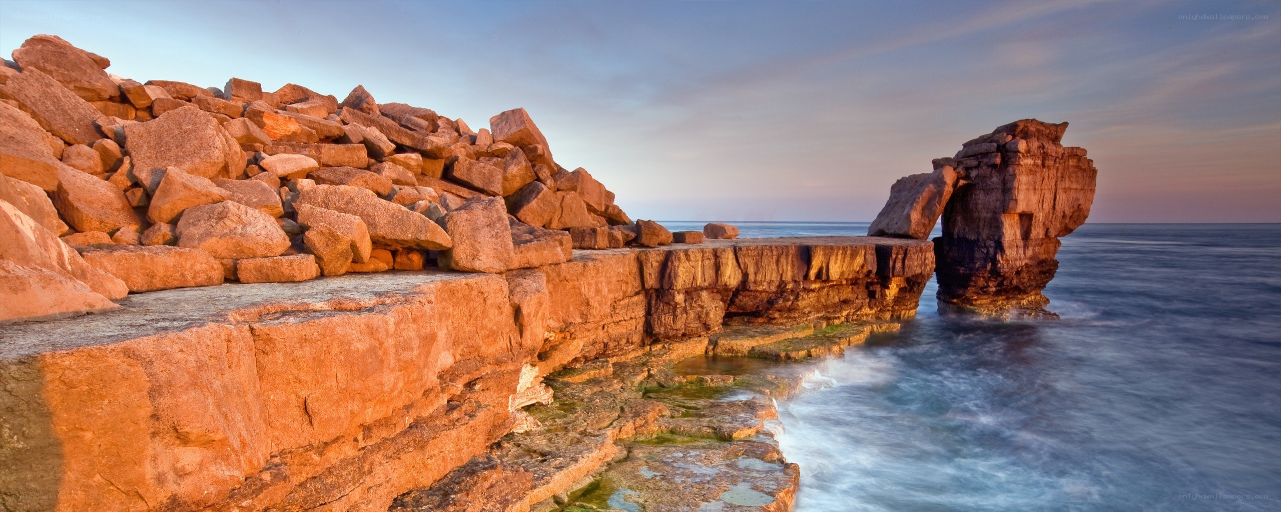 Rock formation at coastal cliff