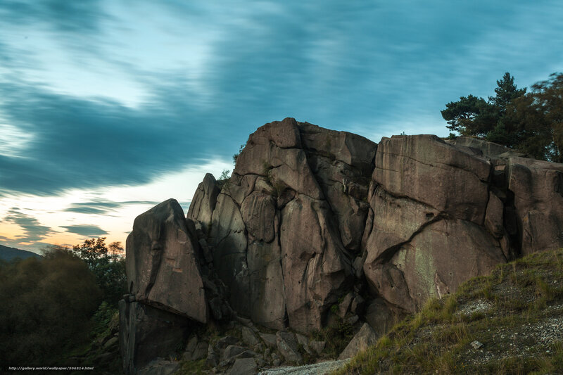 Rock Formation at Dusk — Blue, Dramatic